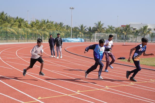 Athletes sprint in a race